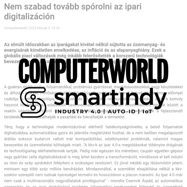 Smartindy a Computerworld infokommunikációs szaklapban című hír illusztrációja